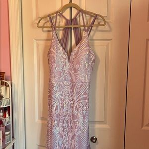 Lavender Sequin Prom Dress